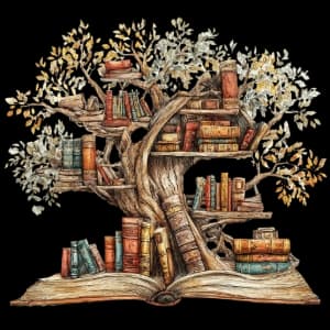 Logo - a tree with books